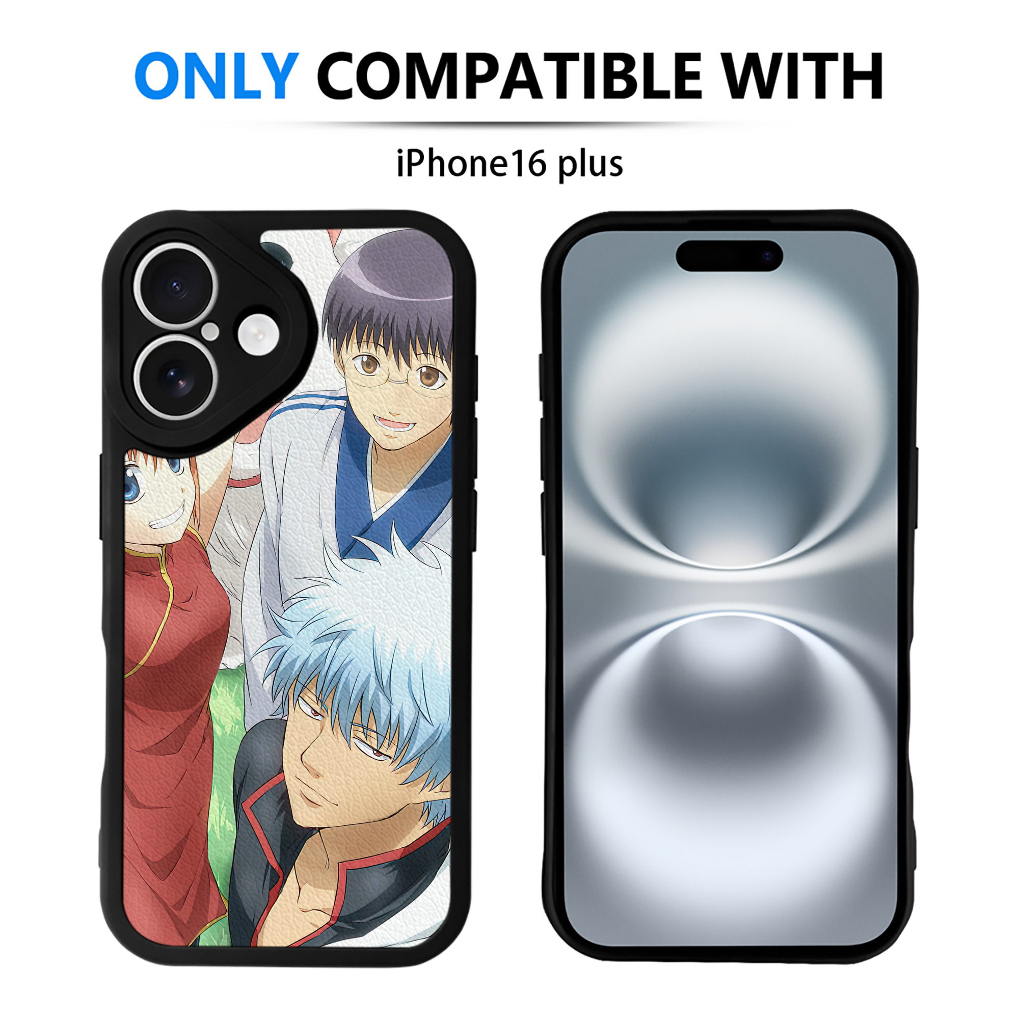 （画像用） ぎんたま 坂田銀時（さかたぎんとき） 神楽 志村新八（しむら しんぱち） GINTAMA Sakata Gintoki Kagura Shimura Shinpachi 【iPhone 16シリーズ対応】シリコンスマホケース（レザー調） 材質：シリコン